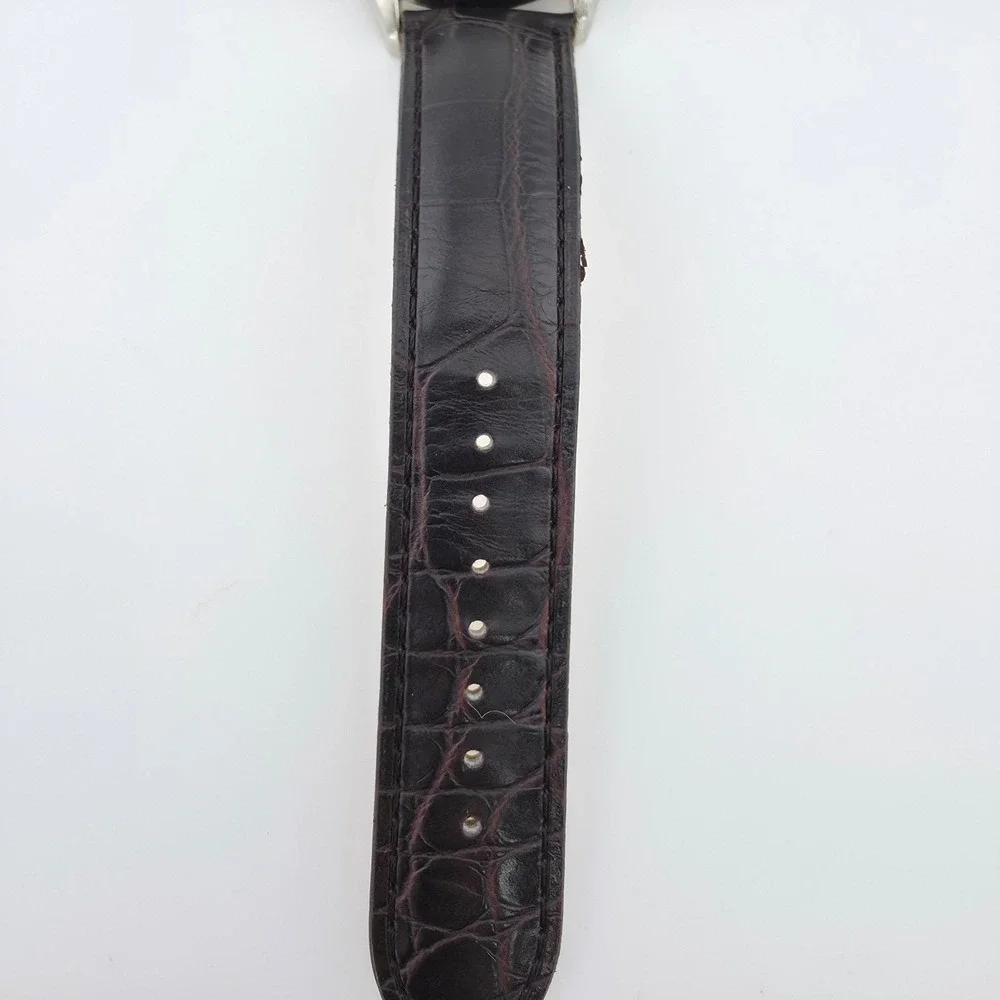 Vintage BELLA & ROSE Men's Watch Tachymeter Bezel Brown Leather Strap 8.75
